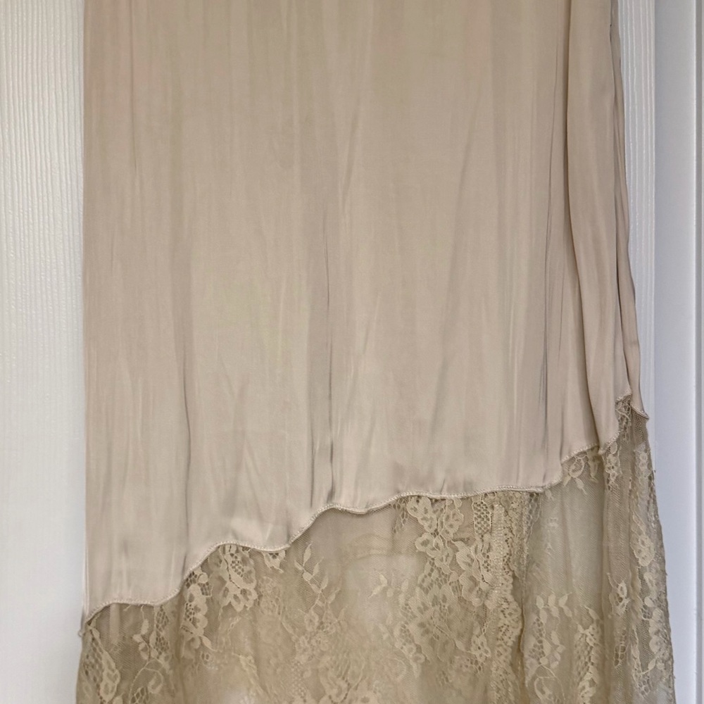 RD Style Neutral Beige Lace High-Low Skirt